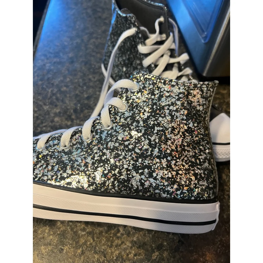 New Converse Kids Chuck Taylor All Star Glitter High Top Sneakers